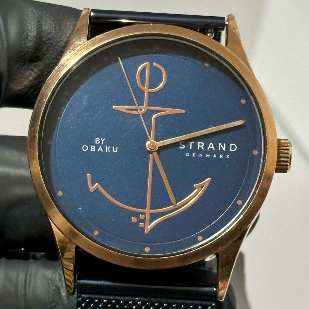 Strand By Obaku Nepture S720GXVLML-DN Rose Gold SS 43mm Men’s Dress Watch